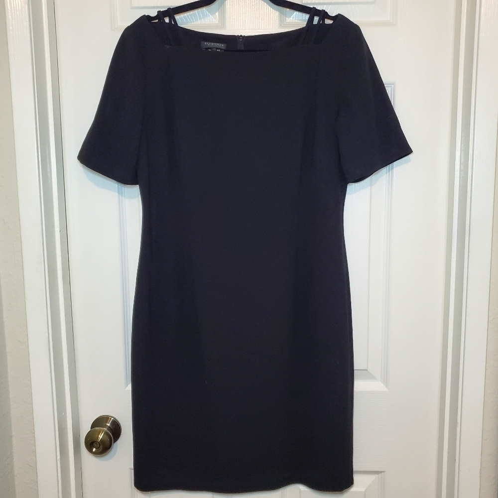 Escada Elements Wool Short Sleeve Sheath Dress Black Size 40 Vintage